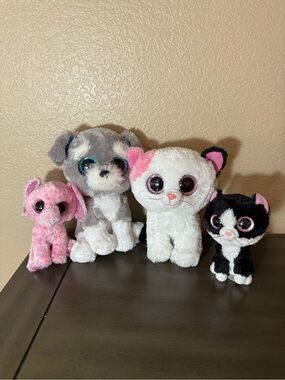 TY Beanie Bellies Plush Bundle Cow Husky Elephant Cat